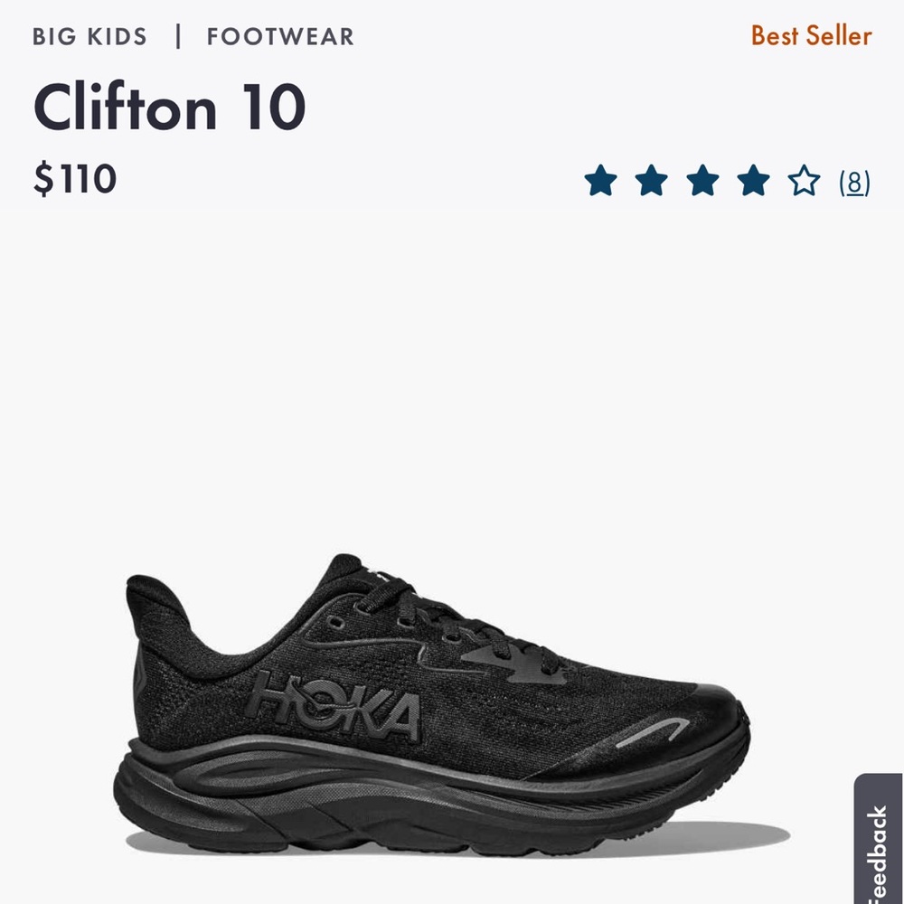 Hoka Clifton 10 Kids Sneakers - Black obo
